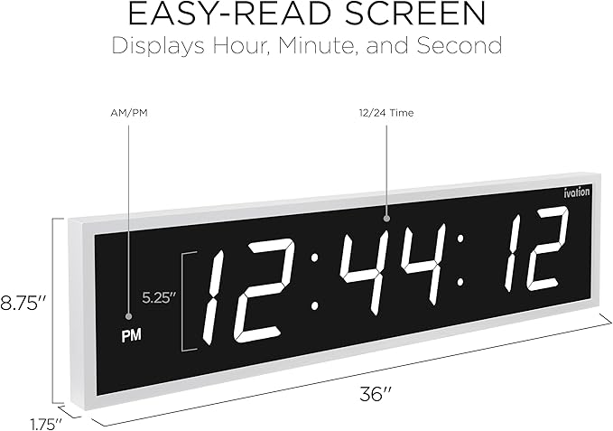 Ivation Oversized 36" Large Digital LED Clock | Big Digital Clock