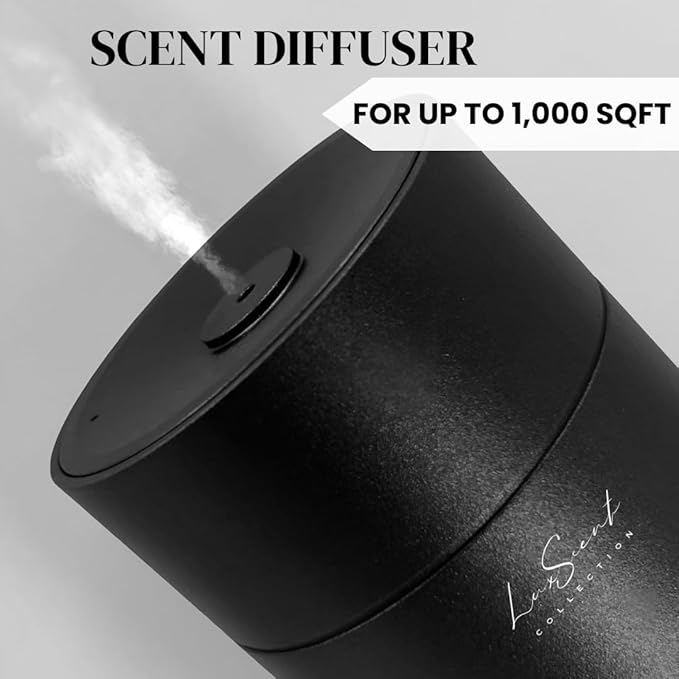 Aroma Scent Diffuser Starter Kit for Up to 1000SQ. FT. Coverage - 120ML Waterless Essential Oil Scent Included - Luxury Aroma Diffuser Ideal for Home, Office & Hotel (Black, Summer Love)