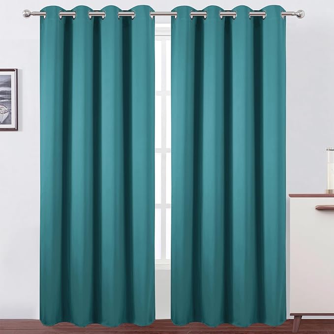 LEMOMO Blackout Curtains 52 x 120 Inch Long Sea Teal Curtains Set of 2 Panels