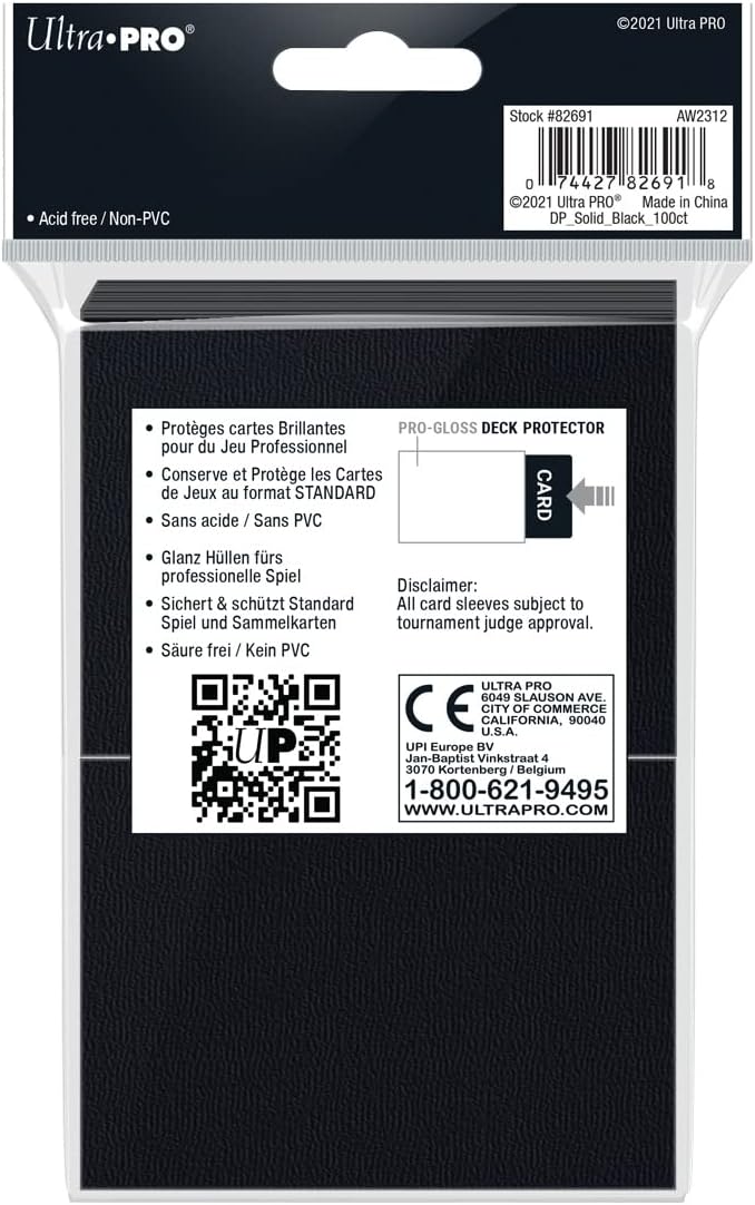 Ultra Pro Deck Protector Sleeves - Standard Size Card Protection | Black | 100 Count