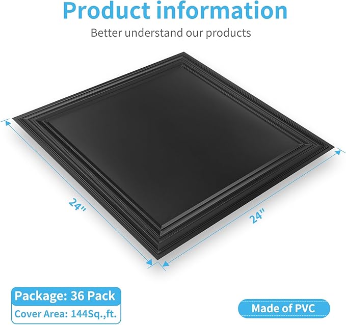 Art3d 36-Pack Drop Relief Ceiling Tiles