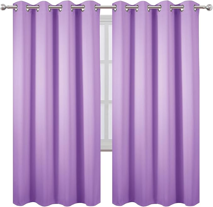 LEMOMO Blackout Curtains 66 x 72 Inch Long Lavender Curtains Set of 2 Panels