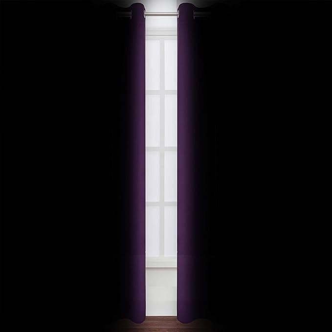 LEMOMO Purple Thermal Blackout Curtains/52 x 108 Inch/Set of 2 Panels Room