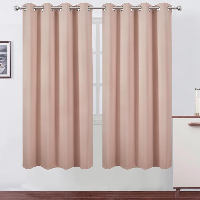 LEMOMO Blush Thermal Blackout Curtains/52 x 72 Inch/Set of 2 Panels Room