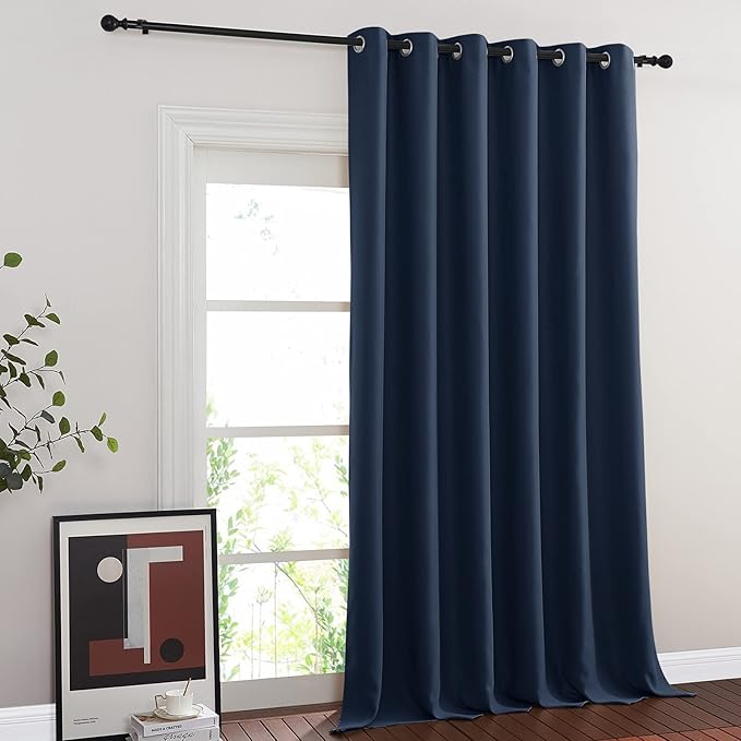 NICETOWN Blackout Navy Blue Curtain 102 inches Long, Grommet Thermal Insulated