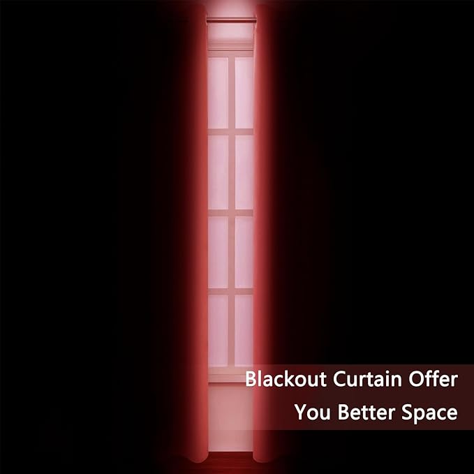 LEMOMO Blackout Curtains 52 x 90 Inch Long Bright Red Curtains Set of 2 Panels