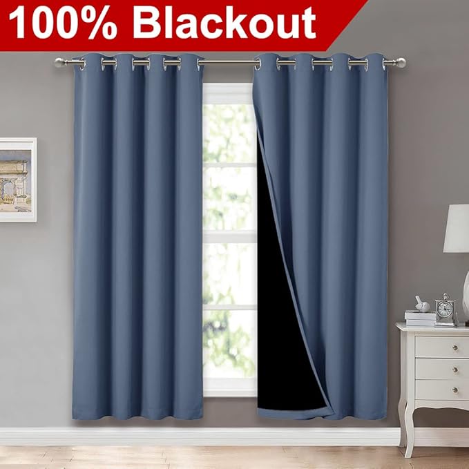 NICETOWN Full Shade Curtain Panels 72 inches Long, Pair of Energy Smart & Noise