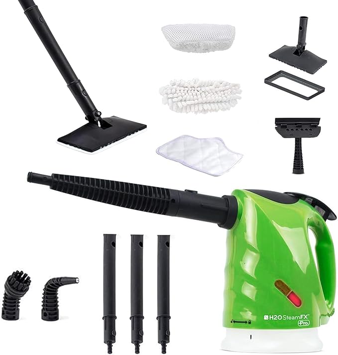 H2O Steam FX Pro Handheld Steam Cleaner | 5-in-1 Spot Cleaner & Floor Mop | Includes Extension Bars, Window & Garment Tools | Grout, Glass & Sealed Floors