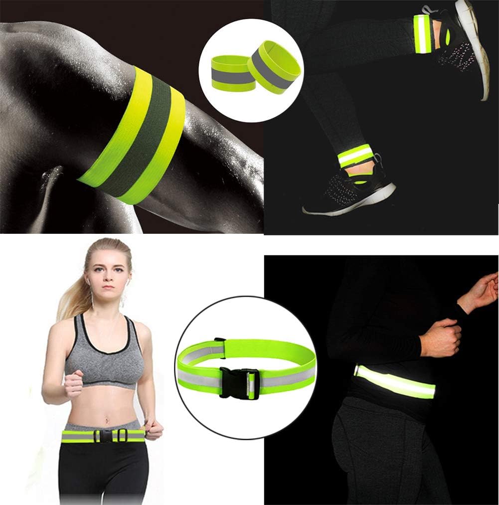 Skiennix Reflective Vest - Adjustable High Visibility Glow Belt with 2-Pack Armbands | Ultralight & Comfy for Running, Cycling, Walking