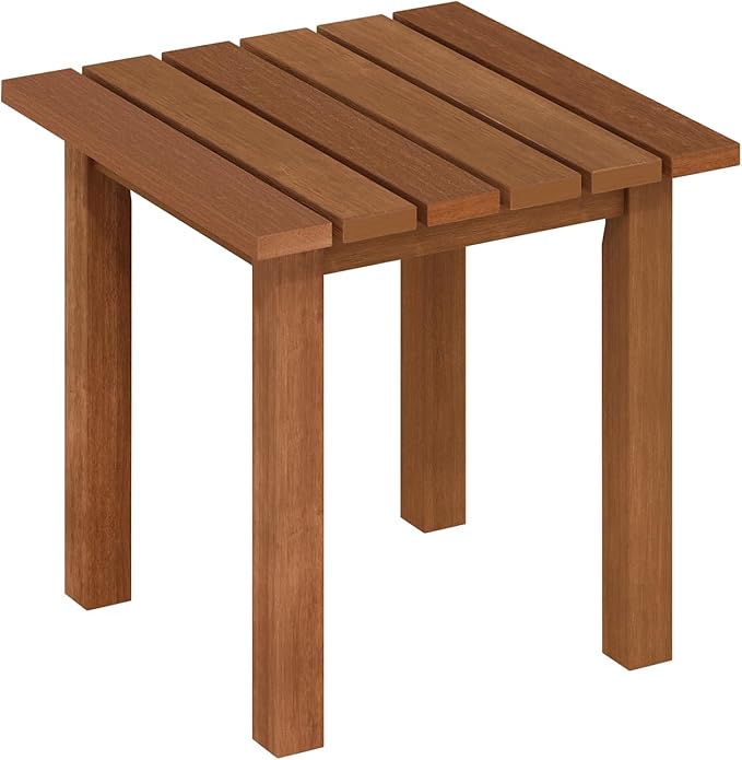 Furinno TIOMAN Patio Table, Outdoor Side Table, Patio End Table, Coffee Table in Teak Oil, for Patio, Garden, Porch, Natural