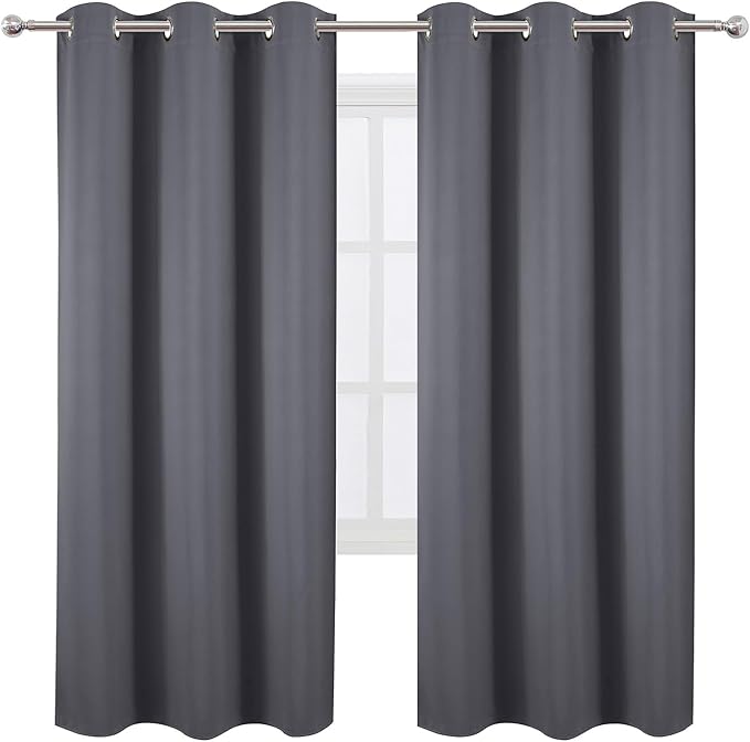 LEMOMO Grey Blackout Curtains 42 x 72 Inch Length/Set of 2 Curtain