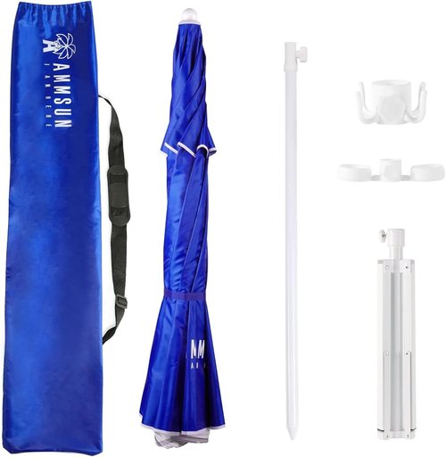 AMMSUN Shade Umbrella - Premium 6.5ft Portable Canopy with Stand for Instant Sun Protection | Lightweight & Adjustable, Blue