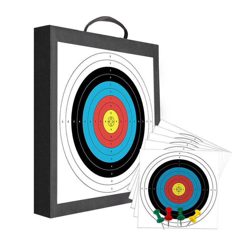 - QI HUO JU - 20'' Archery Foam Target Durable Bow and Arrows Targets for Backyard, High-Density EVA Foam Practice Shooting Targets for Adult & Youth, Include 5 Target Papers, 4 Pins