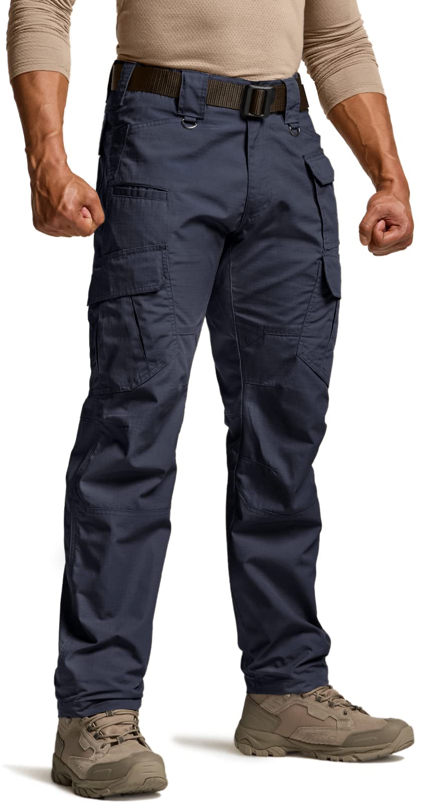 CQR Men's Tactical Pants, Water Resistant Ripstop Cargo Pants, Lightweight EDC Work Hiking Pants, Outdoor Apparel, Duratex Mag Pocket Police Navy, 36W x 30L