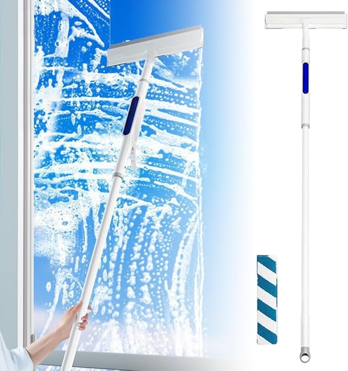 AIIONP 2024 New Dual Side Mist Retractable Window Cleaner, 3 In 1 Household Squeegee, 13 Inch by 51.2 Inch, Modern Glass Cleaning Tool, Window Spray Cleaning Brush, With 1 Microfiber Cloth
