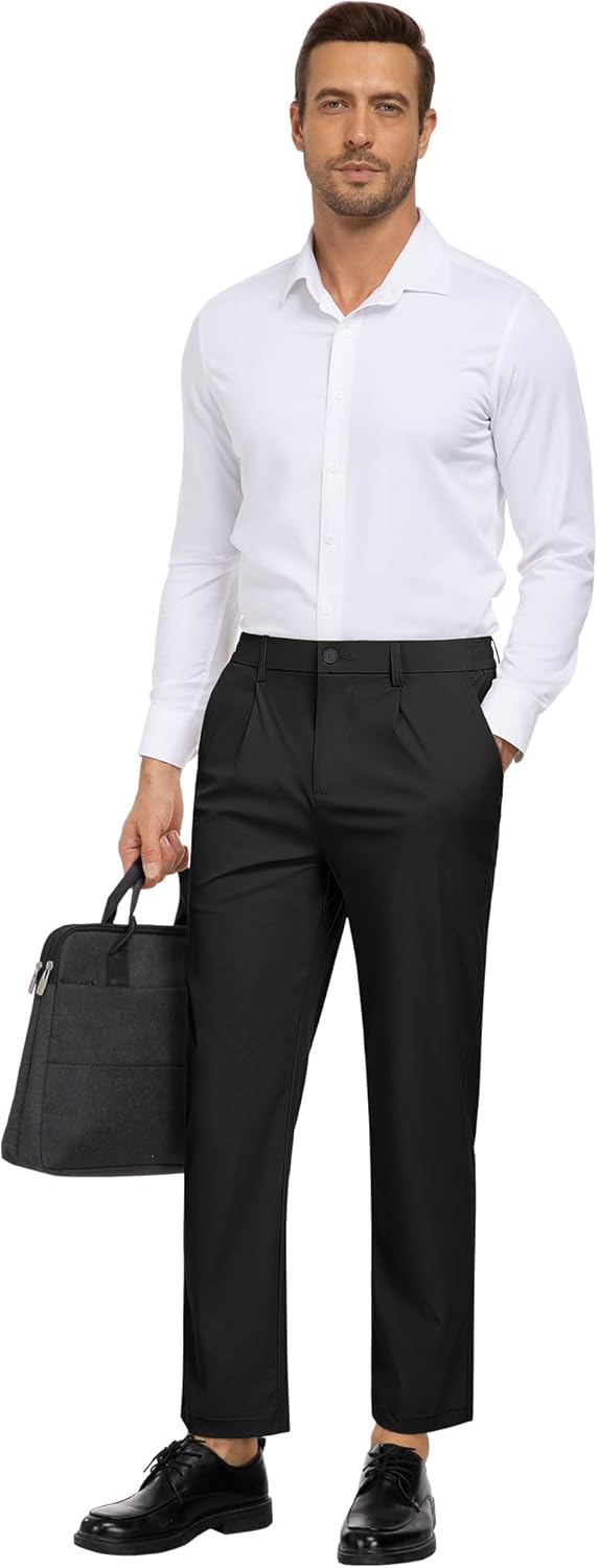 Skiennix Men's Golf Pants - Lightweight Stretch Casual Dress Trousers with 5 Pockets & Elastic Drawstring
