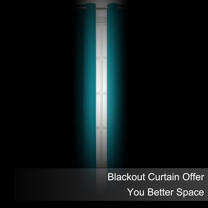 LEMOMO Blackout Curtains 66 x 95 inch/Teal Curtains Set of 2 Panels/Thermal