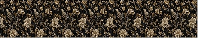 Brown Floral Wall Border 196x4 Inch Peel and Stick Vintage Botanical Wallpaper