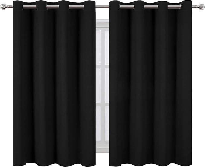 LEMOMO Black Thermal Blackout Curtains/52 x 45 Inch/Set of 2 Panels Room
