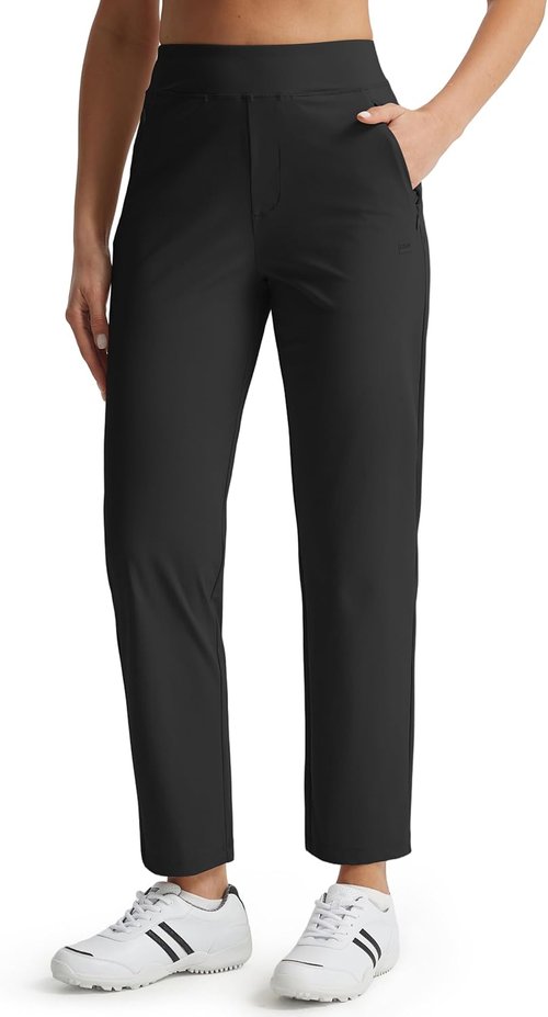 Libin Women's Golf Pants - High Waisted Stretchy Travel Dress Pants with Zipper Pockets | Lightweight Straight Leg