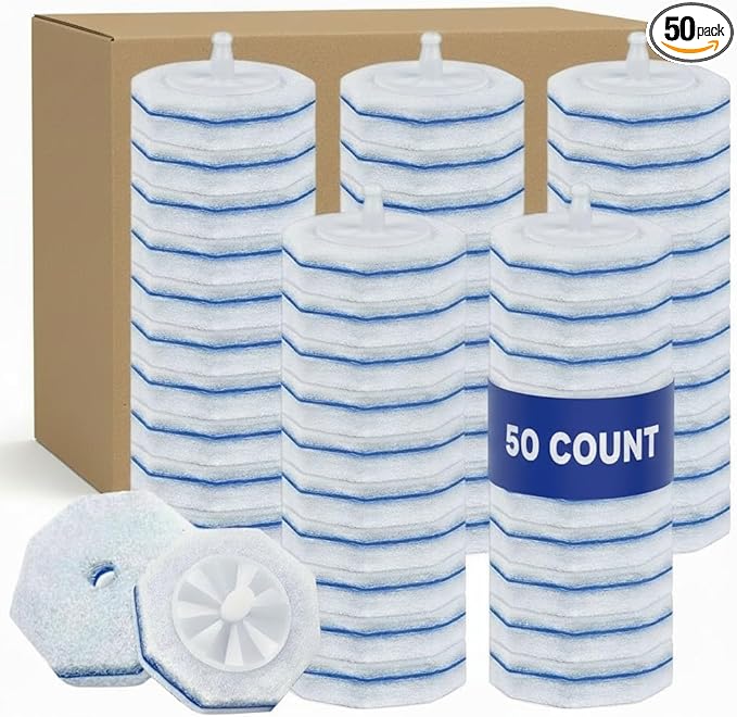 50 Count Toilet Wand Refills for Clorox ToiletWand,4X Cleaning Power Toilet Bowl Cleaner Refill Pads,Disposable Toilet Brush Scrubber Refills for Bathroom Cleaning,No Falling Apart
