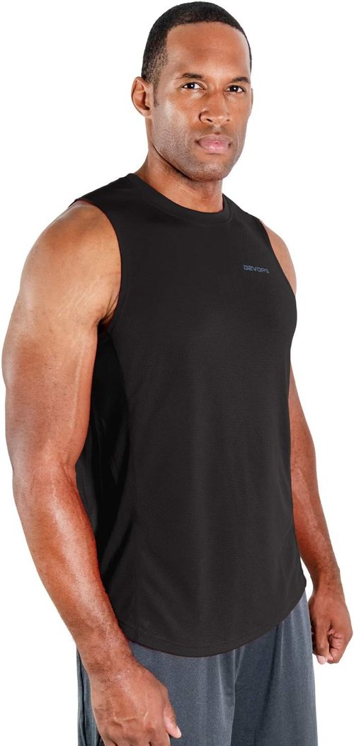 DEVOPS Men's Muscle Tank Tops - 3 Pack Dry Fit Sleeveless Shirts for Gym, Workout & Running