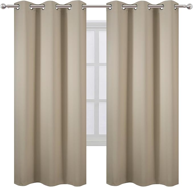 LEMOMO Beige Thermal Blackout Curtains/42 x 72 Inch/Set of 2 Panels Room