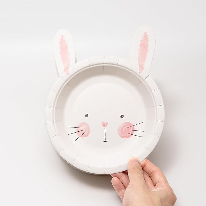 Cheerland Bunny Birthday Decoration Paper Plate for Easter Rabbit Party Decorations Pink Gender Reveal Party Decorations Baby Shower Some Bunny is One Spring Funny Garden Tea Party Supplies Pack of 24
