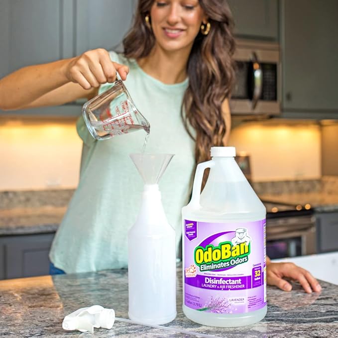 OdoBan Disinfectant Concentrate and Odor Eliminator, Made in the USA, Original Eucalyptus, Lavender and Cotton Breeze Scents, 3 Gallons