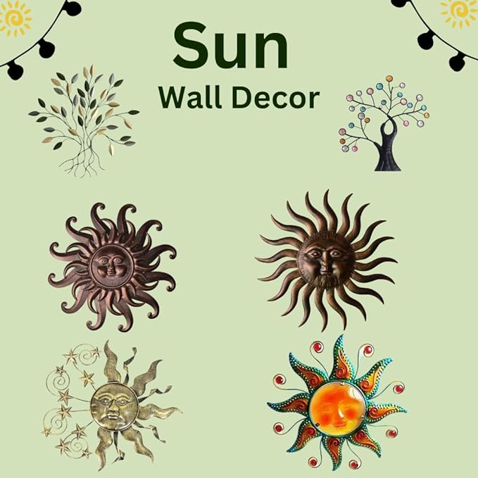 Comfy Hour 31" Sun Wall Decor, Large Metal Sun Wall Art for Outdoor Patio and Indoor Living Room, 3D Decorative Sunface Sculpture for Fence House and Yard, Artisan Crafted Iron Accent, Bronze Finish