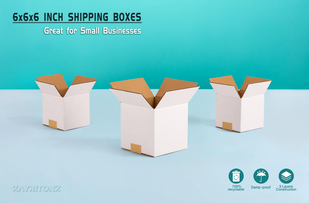 Kayritonz 6x6x6 inch Small Shipping Boxes, White, 15 Pack