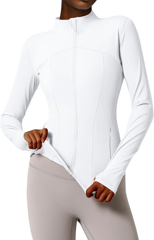Gacaky Women's Slim Fit Workout Jacket - Full Zip Yoga Athletic Jacket with Thumb Holes | Stylish & Functional