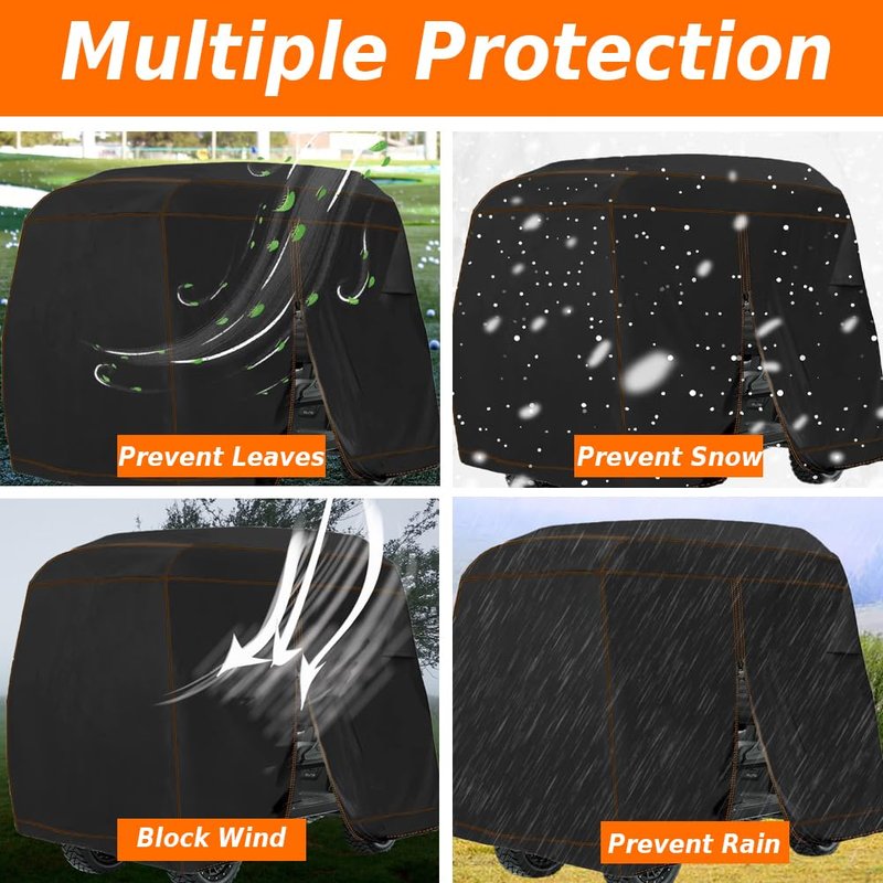 YONQIFON Golf Cart Cover 2 Passengers 420D Heavy Duty Waterproof Windproof Dustproof Universal Compatible with Club Car,EZGO,Yamaha,Golf Cart Rain Cover with Storage Bag