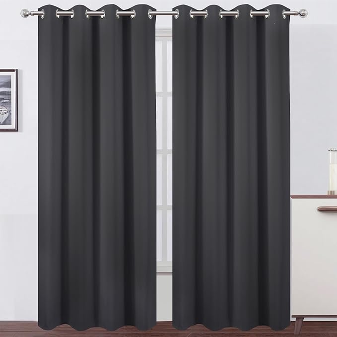 LEMOMO Blackout Curtains 52 x 108 inch/Dark Grey Curtains Set of 2