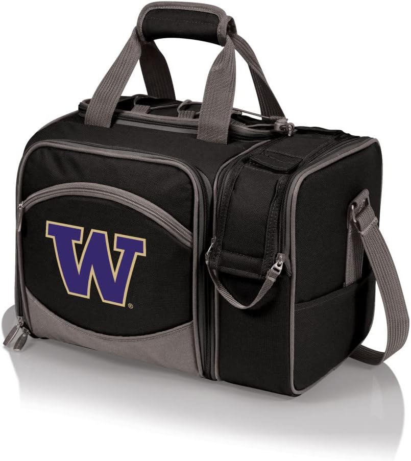 NCAA Malibu Cooler Picnic Basket - Insulated Tote with Complete Picnic Set