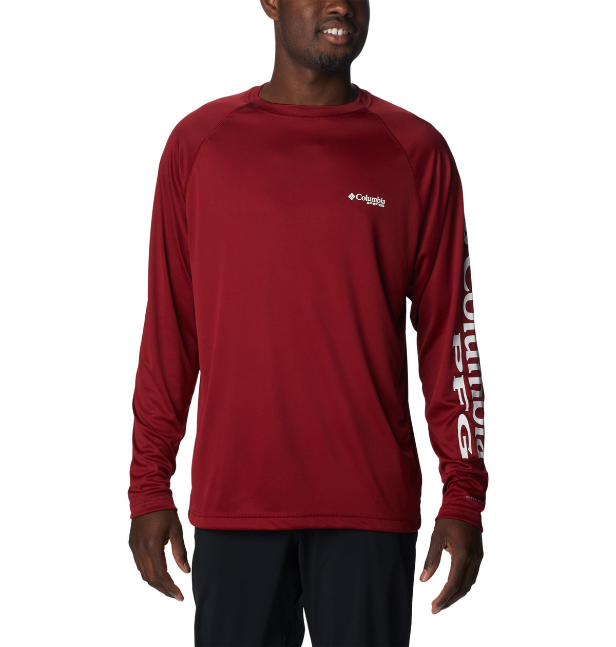 Columbia Men's PFG Terminal Tackle Long Sleeve Fishing Shirt, Beet/White Logo, X-Large Tall