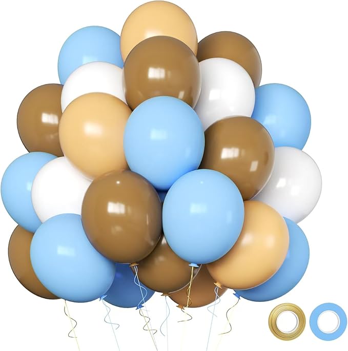 Blue and Brown Party Balloons 50pcs 12 Inch brown blue Latex Balloons for Party Decoration Weddings, Backyard Gatherings, Cocktail Parties Holiday Events Decoration