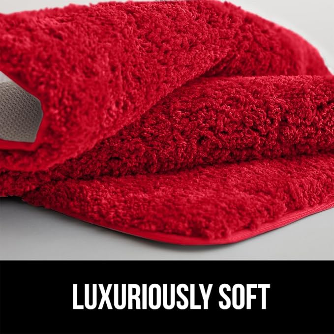 GORILLA GRIP Bathroom Rugs, 36x24, Ultra Soft Absorbent Mat, Thick Plush Bath Rug, Machine Washable, Microfiber Quick Dry, Mats for Shower, Bathtub and Floor, Home Decor Accessories, Red