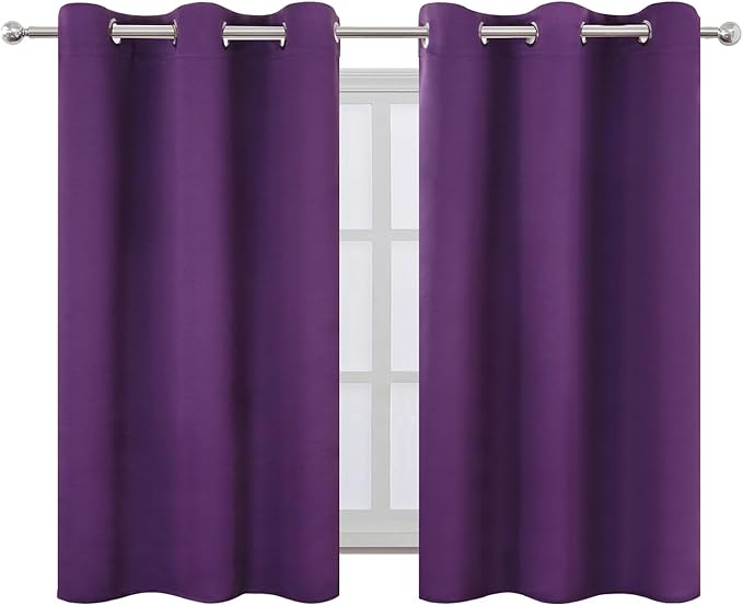 LEMOMO Purple Blackout Curtains 42 x 54 Inch Length Set of 2 Panels Grommet