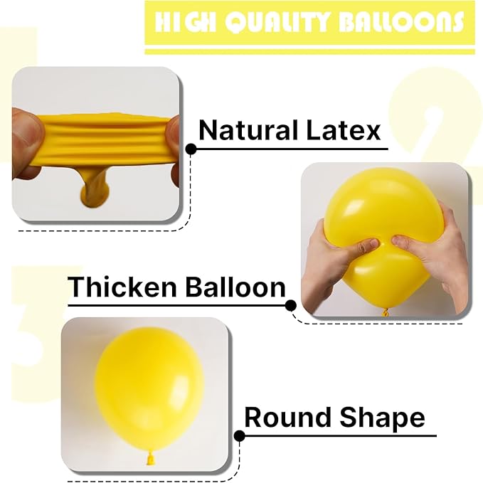 PartyWoo Yellow Balloons 155pcs Different Sizes of 18 12 10 5 Inch Matte Yellow Latex Balloon Arch Kit Garland for Easter Bee Baby Shower Sunflower Birthday Graduation Party Decorations Yellow-Y55