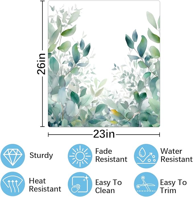 Dishwasher Magnet Cover Watercolor Eucalyptus Leaves Reusable Dishwasher Magnetic Cover Sticker Decorative Dish Washer Door Cover Panel for Home Kitcen Appliance