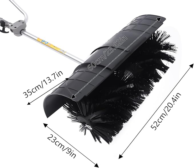 Gas Handheld Sweeper, 52cc 2 Stroke Gas Power Broom Walk Behind Sweeper Cleaning Driveway Tools,Sweeper with Shoulder Strap, High Performance Cleaning Sweeping Machine 2.3HP 1.7kw