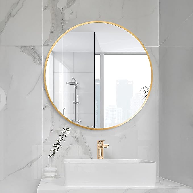 HARRITPURE Round Mirror 19.6" Gold Wall Mounted Circle Mirror