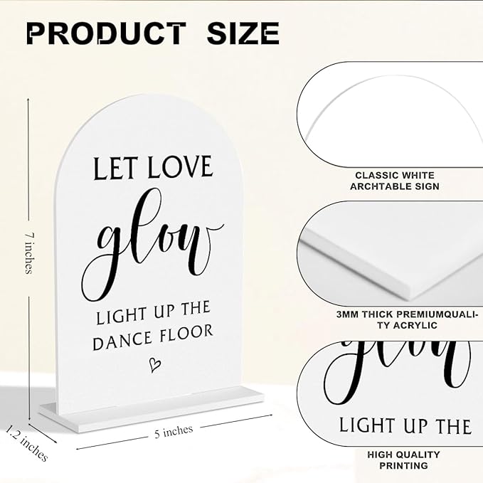 Let Love Glow Sign Wedding,Wedding Table Signs for Engagement Bridal Shower Ceremony Reception Event Party Acrylic Decor