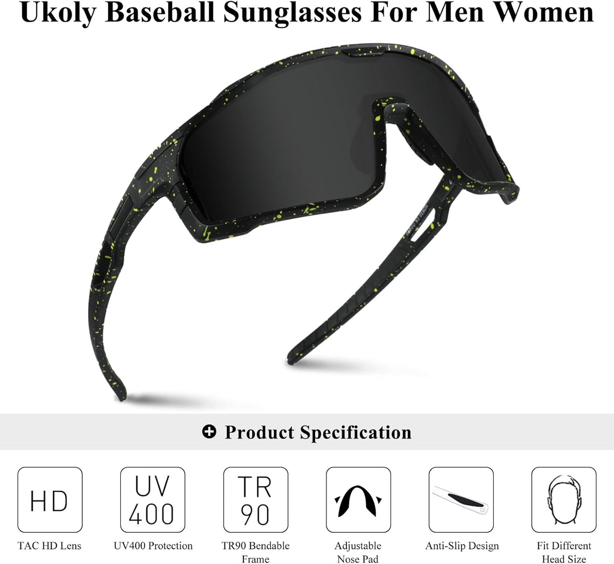 Ukoly Cycling Sunglasses - HD UV400 Sports Glasses for Men & Women | Ideal for Running, Baseball, Fishing, Golf