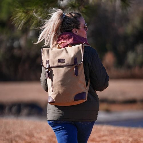 JESSIE & JAMES Vintage Canvas Travel Backpack for Women Men 16 inches Laptop Backpack GREY