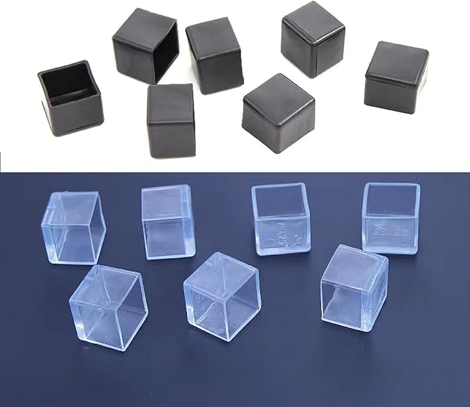 12 Pcs Black Square Anti-Slip Rubber Leg Tips Chair Leg Caps Furniture Floor Protectors Chair Table Bar Stool Leg Covers Furniture Leg Cube Feet 1.57 Inch x 1.57 Inch (40 x 40mm)