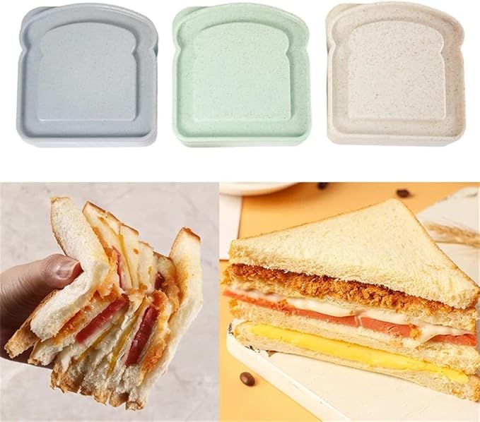 NADUSEP Sandwich Containers, Sandwich Containers for Lunch Boxes Plastic Toast Shape Food Storage Sandwich Box with Lid, BPA Free and Reusable, Microwave & Dishwasher Safe, for Family or Adults