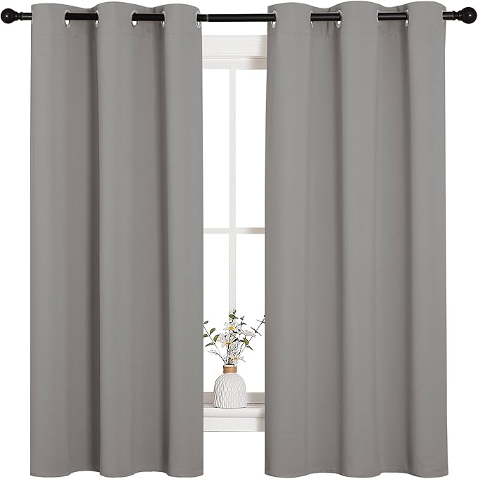 NICETOWN Blackout Curtains 63 inches Long, Thermal Insulated Solid Grommet Top