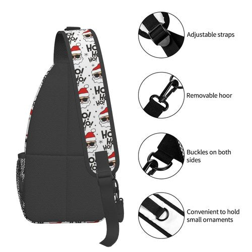 Christmas Santa Claus Sling Backpack For Women Men - Adjustable, Merry Xmas Daypack Gift